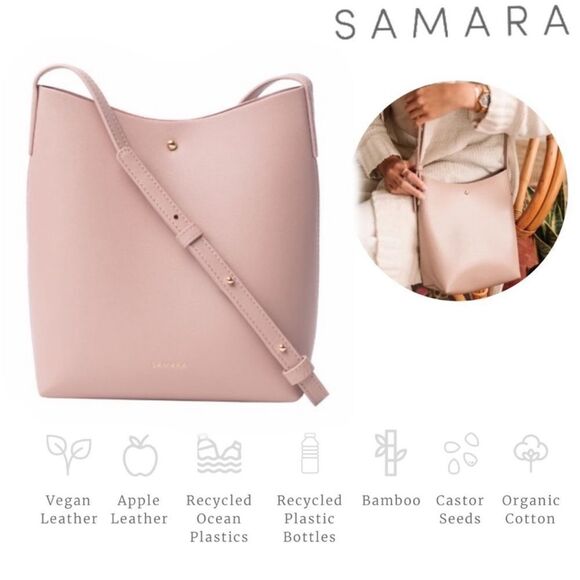 Samara FabFitFun Vegan Leather Suede Interior Peony Pink Medium Crossbody Bag - Picture 12 of 16